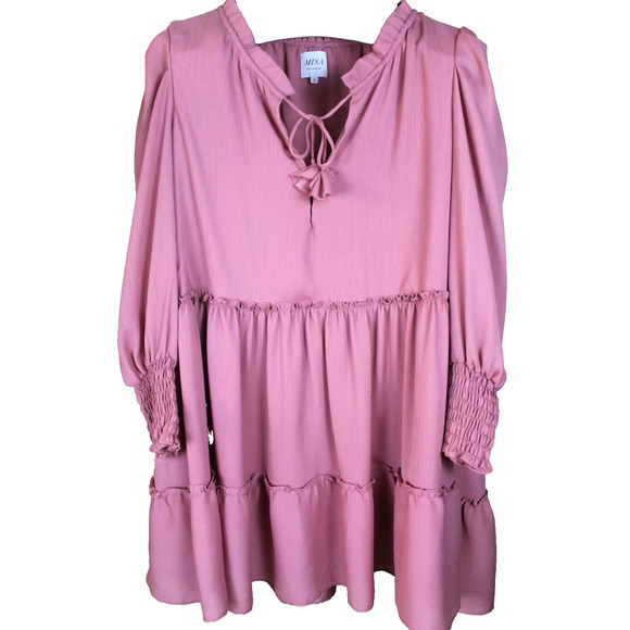 Misa Los Angeles Dress Womens Small Pink Boho Ruffle Tiered Romantic Flowy - Picture 2 of 10